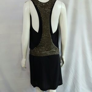Unique black metal studded mini dress size S
